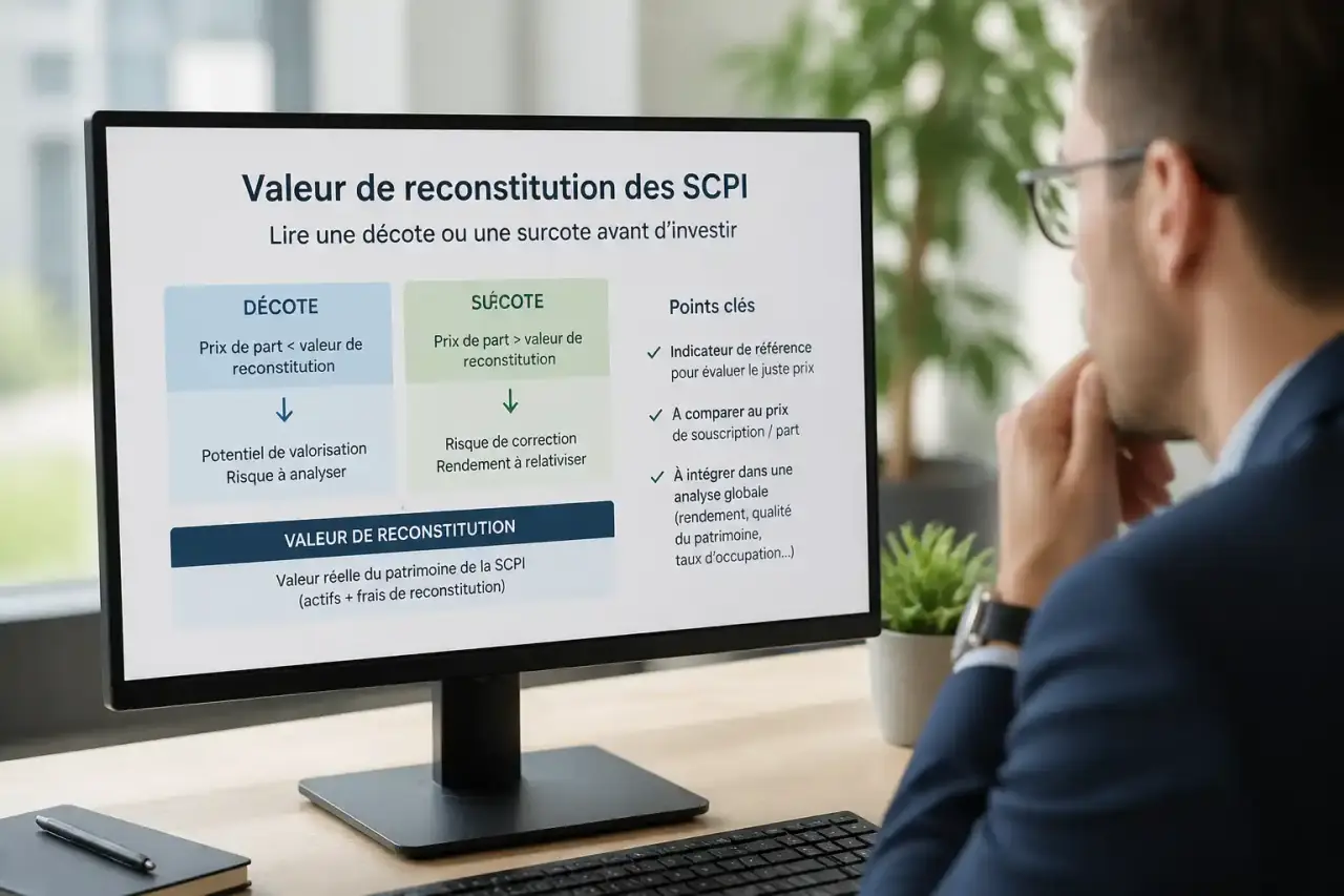 Valeur de reconstitution des SCPI : lire une décote ou une surcote avant d’investir