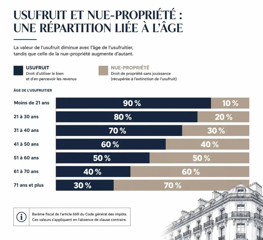 Barème usufruit fiscal par tranche d'âge selon l'article 669 du CGI