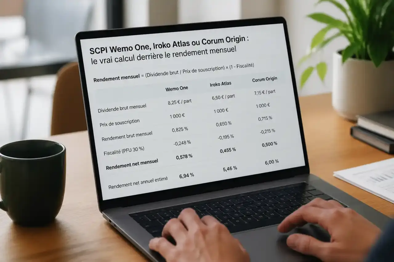 SCPI Wemo One, Iroko Atlas ou Corum Origin : le vrai calcul derrière le rendement mensuel
