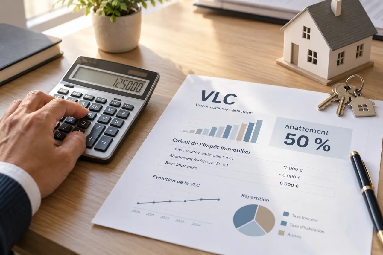 Calculatrice taxe foncière : la VLC et l’abattement de 50 % déterminent l’estimation