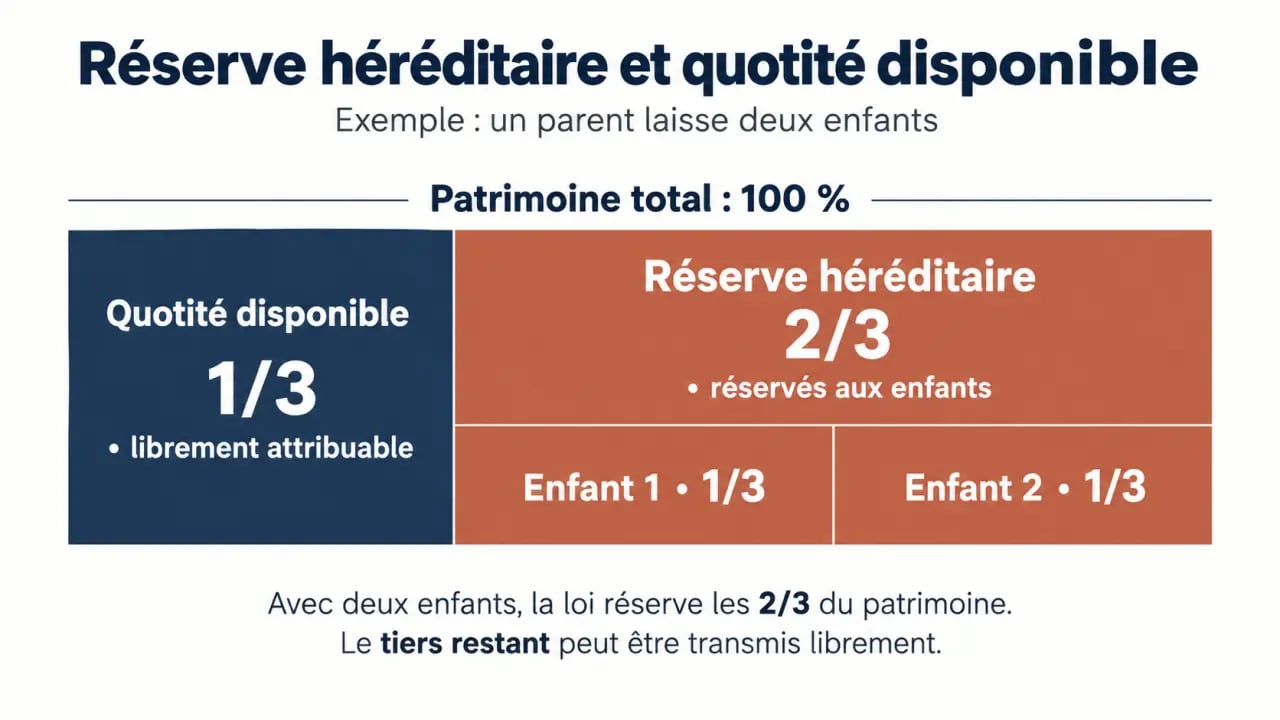 Transmission de patrimoine immobilier de son vivant : réserve héréditaire et quotité disponible