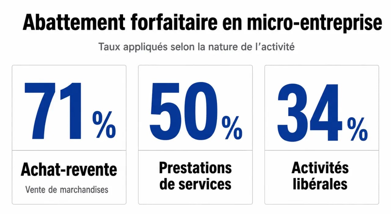 Infographie des taux d'abattement pour le calcul du RSA et micro-entreprise