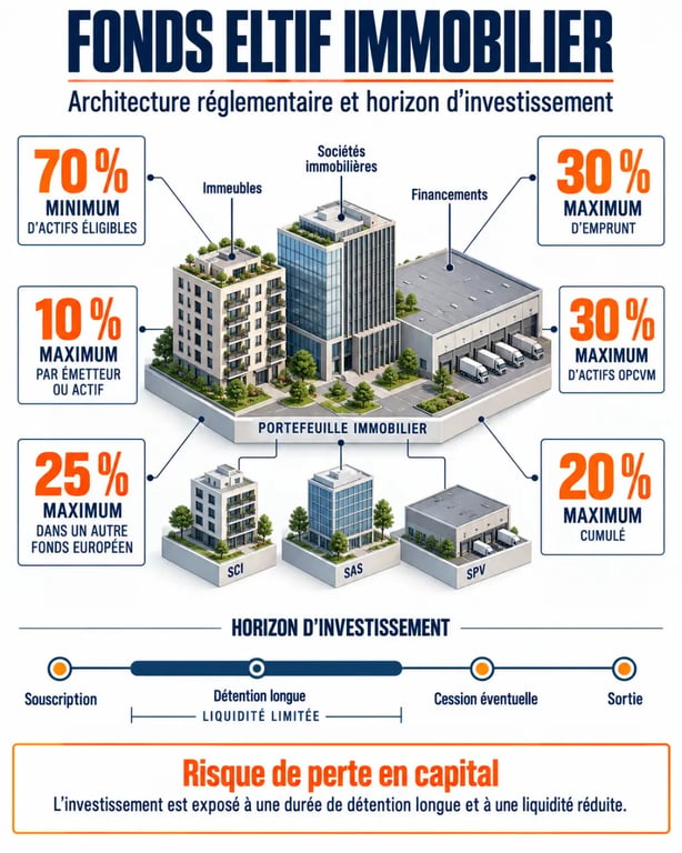 Fonds ELTIF immobilier : règles de diversification, seuils réglementaires et illiquidité