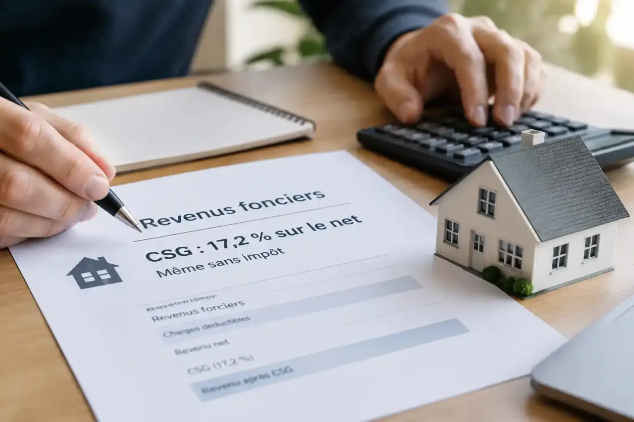 CSG sur les revenus fonciers : 17,2 % sur le net, même sans impôt