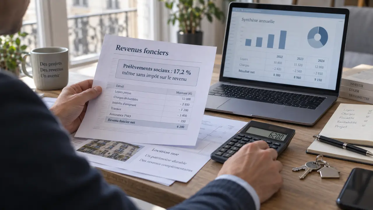 Prélèvements sociaux sur revenus fonciers : 17,2 % même sans impôt sur le revenu