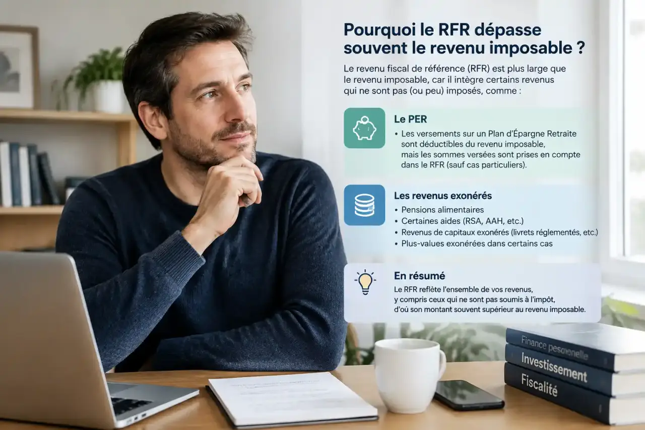 Pourquoi le RFR dépasse souvent le revenu imposable, avec le PER et les revenus exonérés