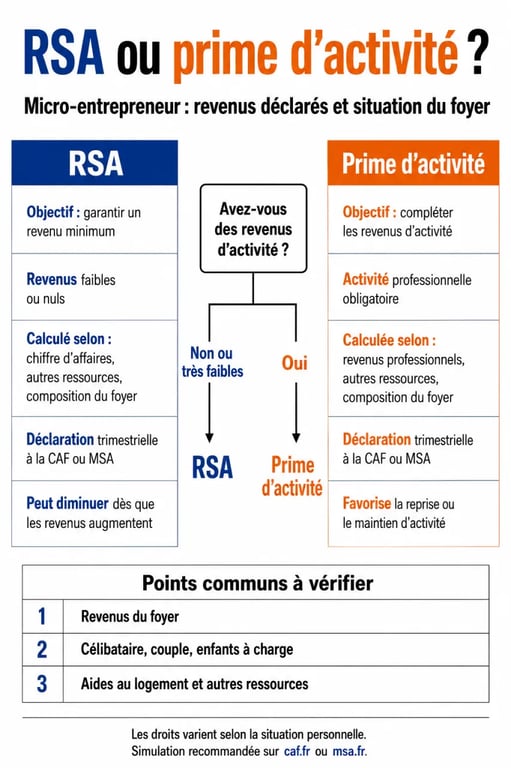 Comparatif RSA et prime d'activité pour micro-entrepreneur